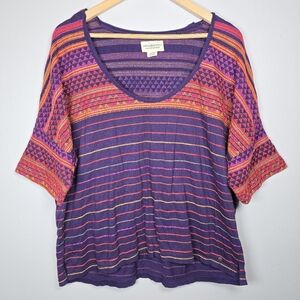 Denim & Supply x Ralph Lauren Women's Purple Pink Striped Colorful Top Aztec Lrg